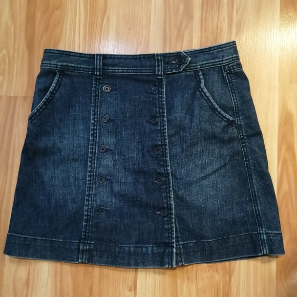 Anthropologie Bica Cheia Double Front Buttons Down A-Line Denim Skirt - Size 12 - Picture 8 of 8